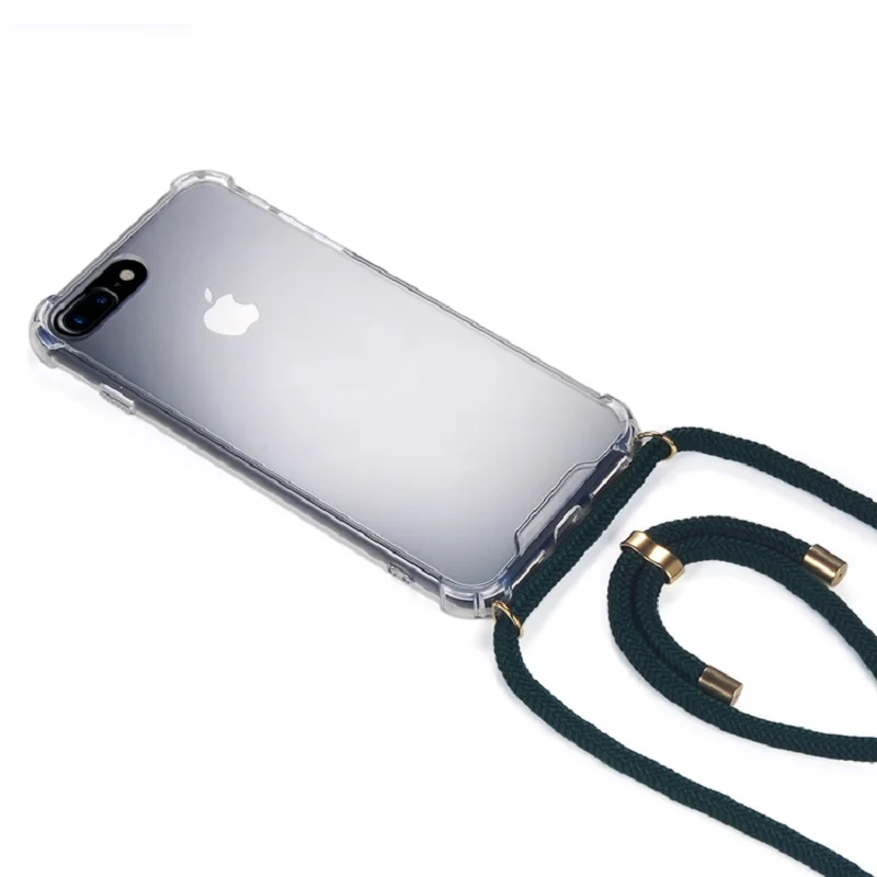 Прозрачный мягкий ТПУ сотовый Чехол для телефона с шнурком ожерелье плечевой шейный ремень веревочный Шнур для Iphone 11 6 7 8 Plus X XR XS MAX XS
