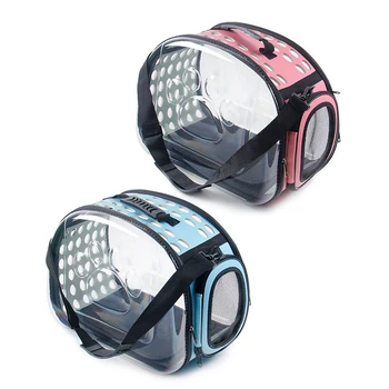 

2Pcs Pet Carrier for Dogs Cat Folding Cage Collapsible Crate Handbag Carrying Bags Pets Supplies - Pink & Blue