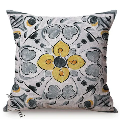 Boho Pillow Case Mandala Flowers Water Color Decoration Throw Pillows Square Cushion Cover Home Decor Bed Sofa Cushions Cover K205-5