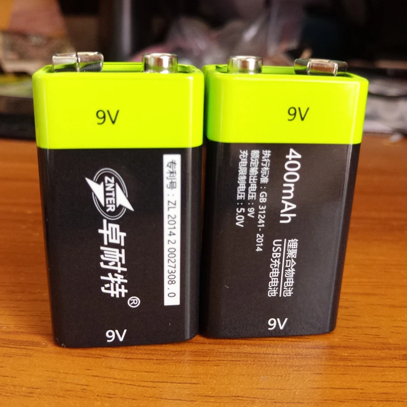 2pcs no usb cable ZNTER 9V USB 400mAh литий-полимерный li-po usb перезаряжаемый литий-ионный аккумулятор usb Полная зарядка около 9,4 V - Цвет: 2pcs no usb cable