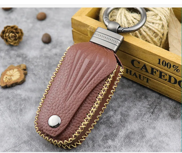 Оригинальная кожаная сумка для ключей ручной работы, универсальный держатель для ключей на молнии, чехол для ключей, натуральный кожаный брелок, кошелек унисекс