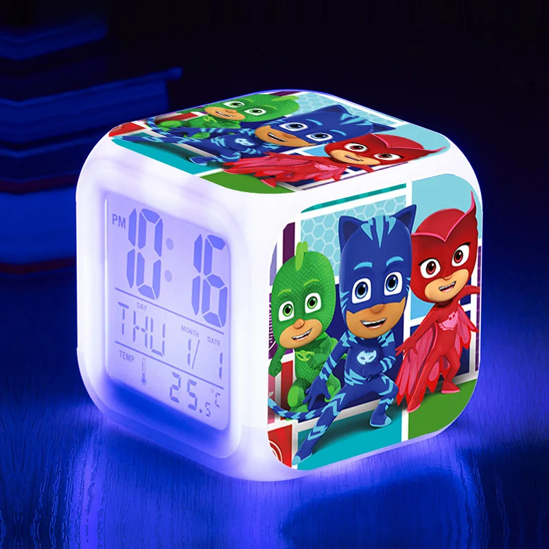 Pj Masks СВЕТОДИОДНЫЙ Красочный ночной Светильник с мультяшным рисунком, будильник, кошачий патруль, овлетка, Гекко, Pj Mask Juguete, часы, игрушки для детей, подарок на день рождения