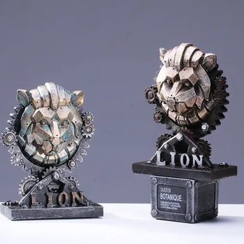 

Creative Machinery Industrial Wind Resin Animal Head Decoration Deer Elephant Wolf Culture Bar Model Props Crafts Home Ornaments