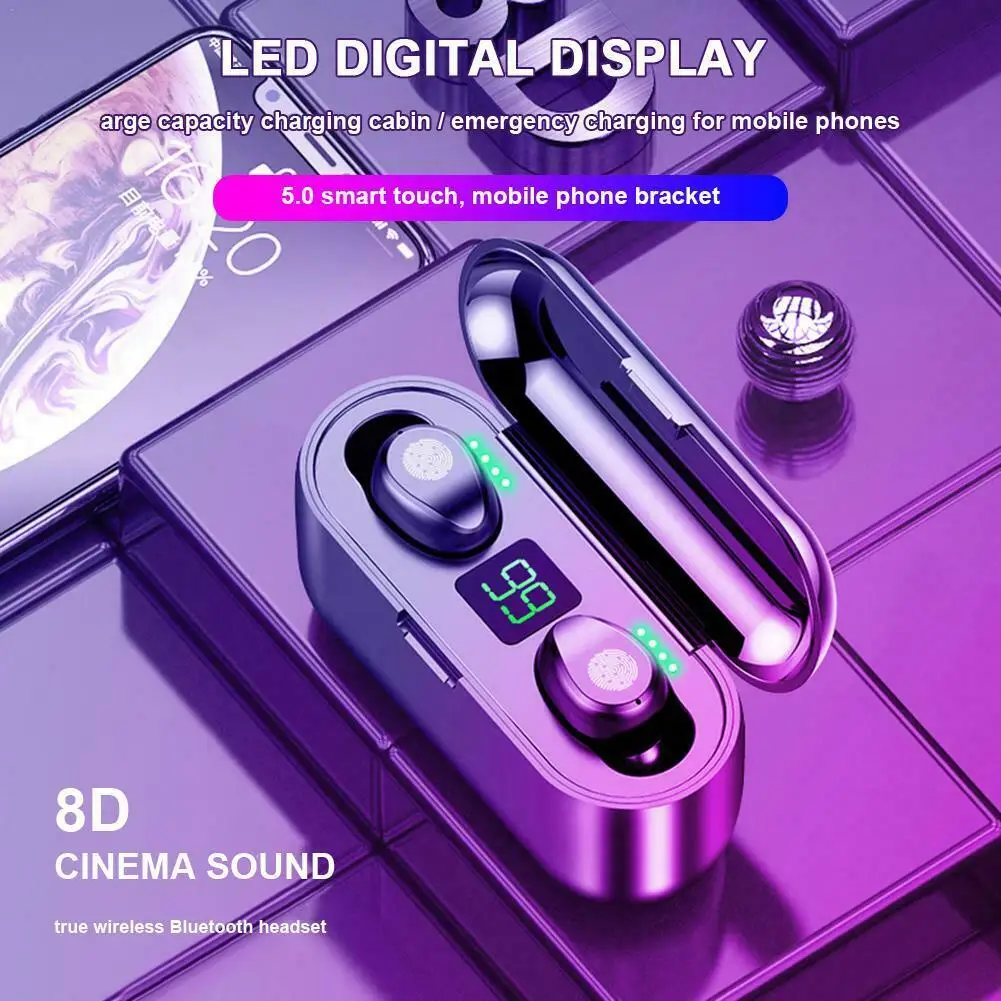 F9 Bluetooth 5,0 гарнитура TWS беспроводные наушники Близнецы наушники 8D стерео наушники мини Модные гарнитуры