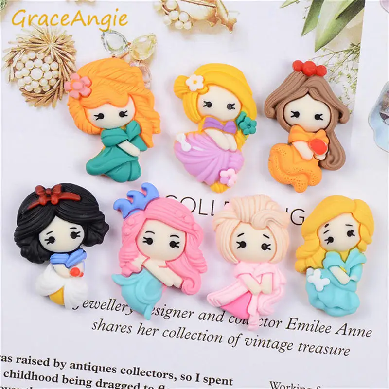 GraceAngie 10 шт. смолы мультфильм очарование принцессы Детские аксессуары для волос DIY