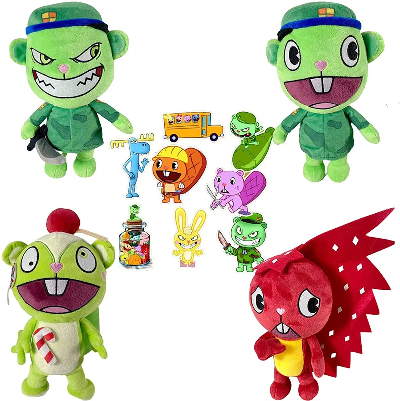 

HTF Happy Tree Friends Plush Toy Flaky Flippy Fliqpy Nutty Plushie Figure Cartoon Anime Stuffed Animal Soft Doll Gift for Fans