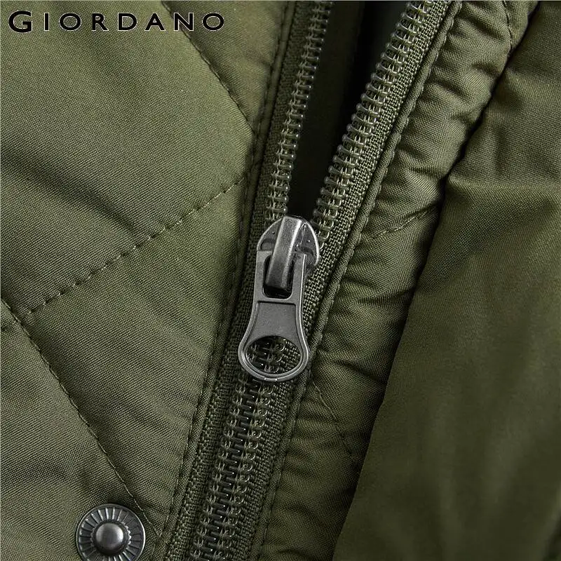 Giordano мужские куртки Argyle стеганая куртка-бомбер с капюшоном с несколькими карманами и пуговицами куртка в стиле кэжуал Masculino 13079807