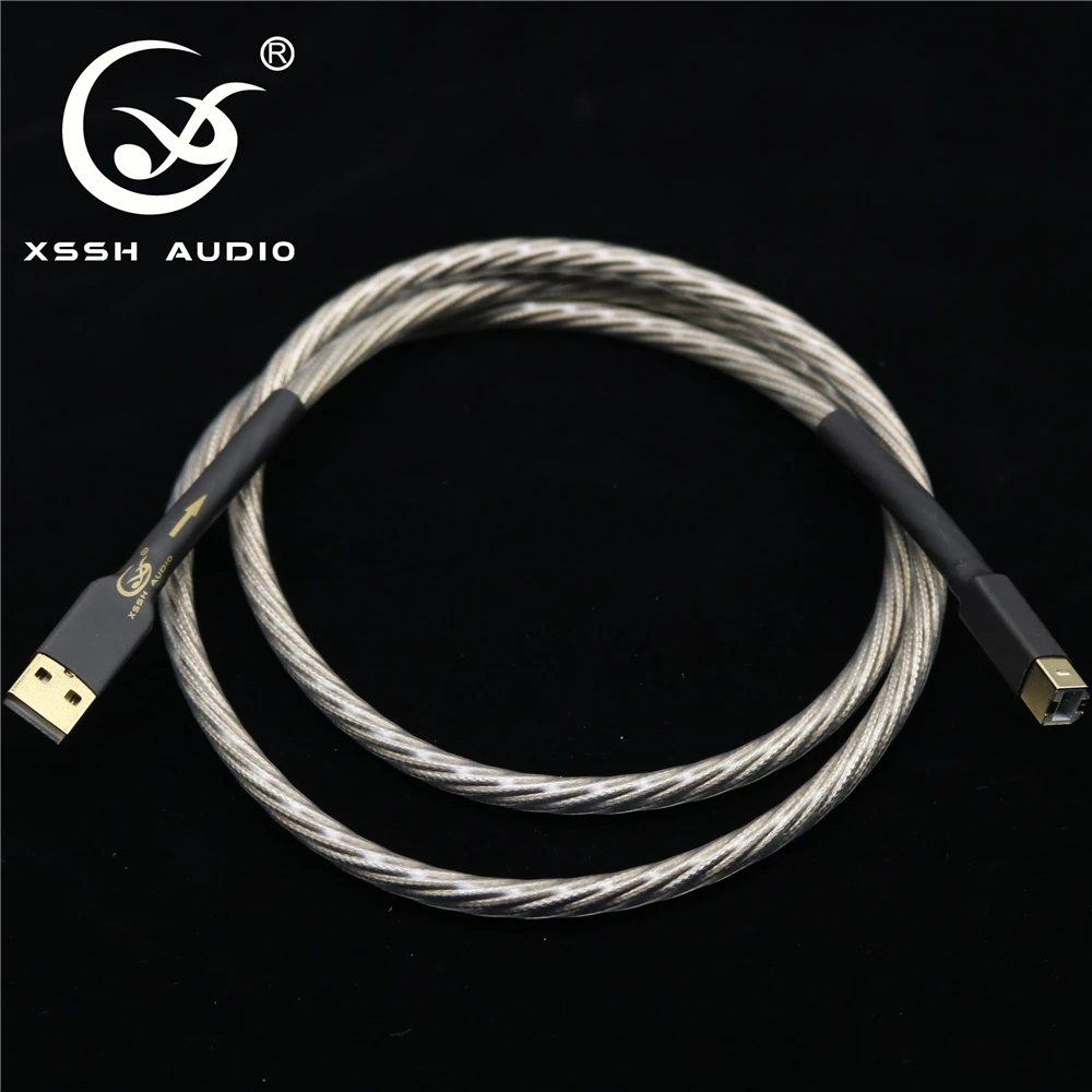A a b tipo usb usb2.0 usb3.0 cabos xssh áudio diy cobre prata ofc condutor de cobre puro usb a usb b cabo de áudio fio