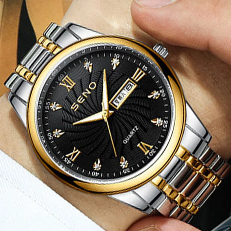 

Ultra-thin waterproof automatic non-mechanical Wristwatch men luminous dual calendar quartz watches diamond business man watch