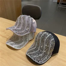 202008-2509122 Rhinestone pearl Satin luster fabric   lady VISORS cap  women baseball  hat