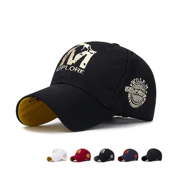 

Embroidered M Wolf Baseball Cap Casual Men's Women's Topee Youth Trend Baseball Cap Lettered Adjustable Sunshade Fishing Hat