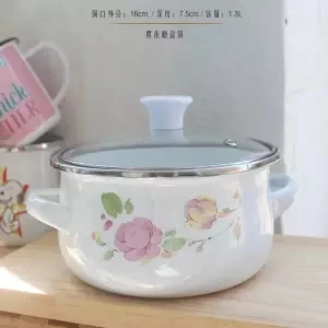 Soup Pot Enamel Pot Small Hot Pot Fresh Bowl Instant Noodle Bowl Storage Box Universal Ceramic Cooking Pot Hotpot Stock Pots - Цвет: 16cm 1.3L