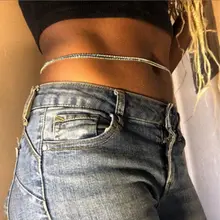 StoneFans Sexy Rhinestone Belly Waist Chain for Women Summer Beach Bikini Crystal Body Chain Waist Jewelry Belt Chain Club Gift