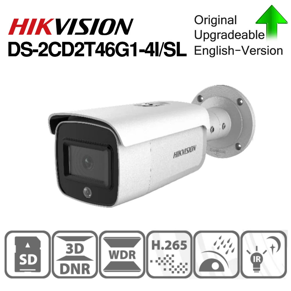 Предпродажа Hikvision оригинальная DS-2CD2T46G1-4I/SL 4MP сетевая пуля POE сетевая камера H.265 слот для SD карты будильник/светильник 10 шт./лот