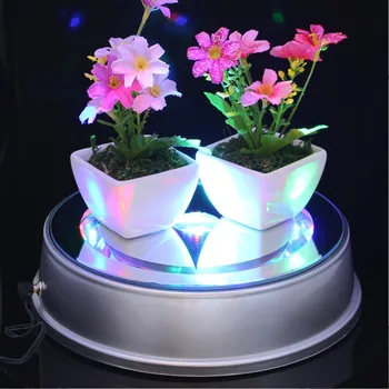

New 18x16x6cm LED Colorful Luminous Crystal lamp holder Base Rotating Display Stand Glass Jewelery Shop Home Ornament Photograph
