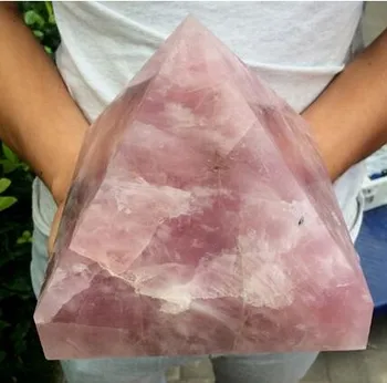 

325 Large nature rose crystal quartz gemstone PYRAMID POINT HEALING