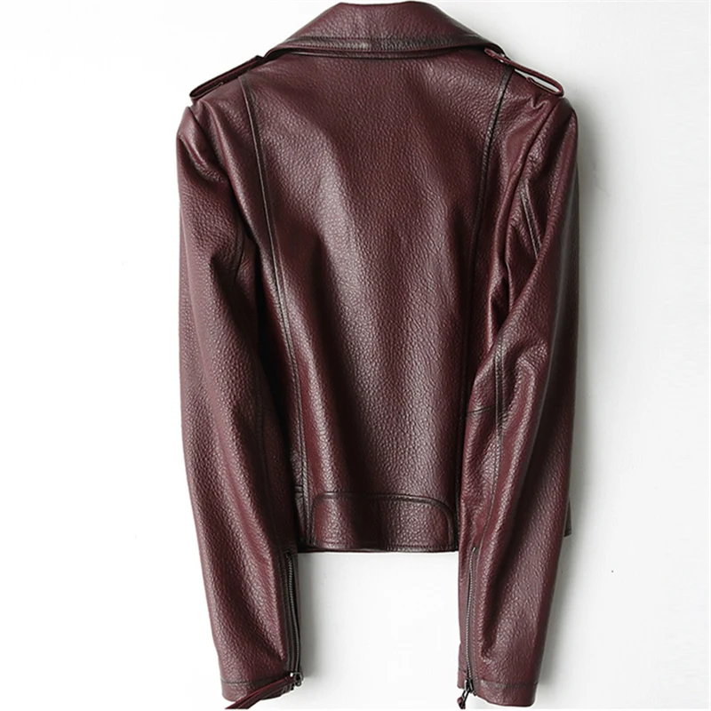 Куртка женская демисезонная из натуральной кожи с отложным воротником | Женская