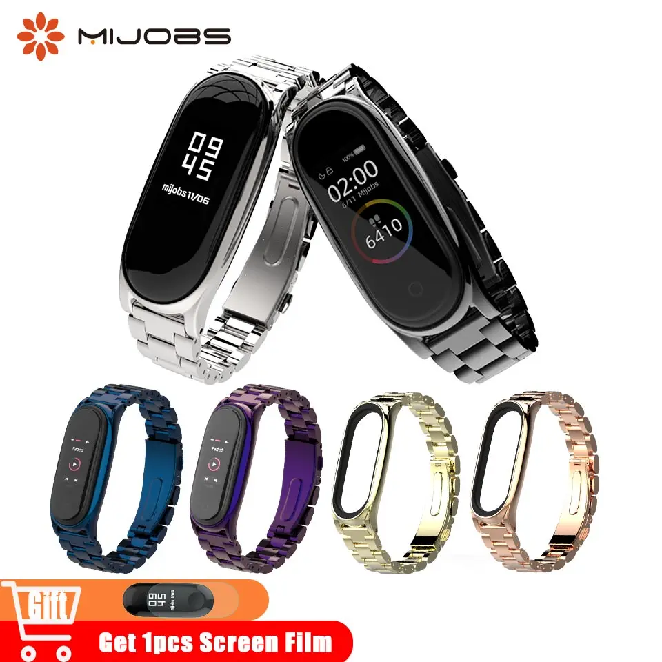 Mi jobs браслет из нержавеющей стали mi band 4 ремешок для xiaomi watch браслет miband 3 ремешок, смарт-браслет Pulseira mi band 4