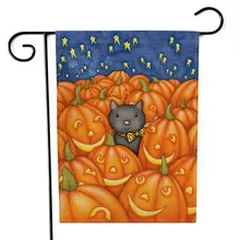 Хэллоуин сад флаг Тыква Двусторонняя Мешковина баннер открытый газон Декор флаг