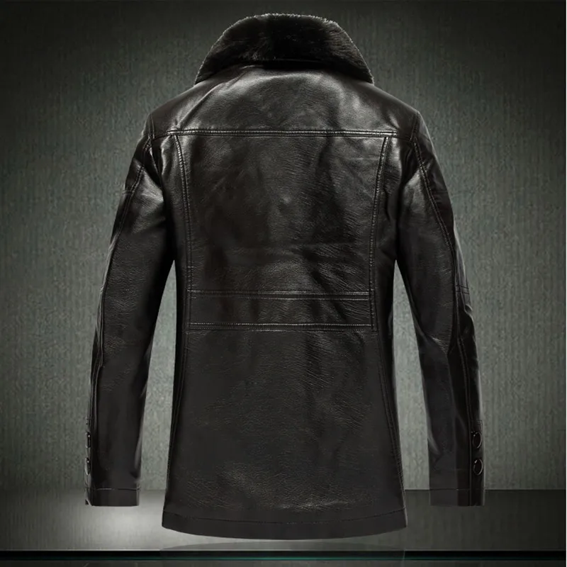 Men Winter Fur Collar Parkas Plus Velvet Fleece Leather Jacket Keep Warm Thick Stylish Mans Coat Big Size 6xl 5xl 7XL 1203
