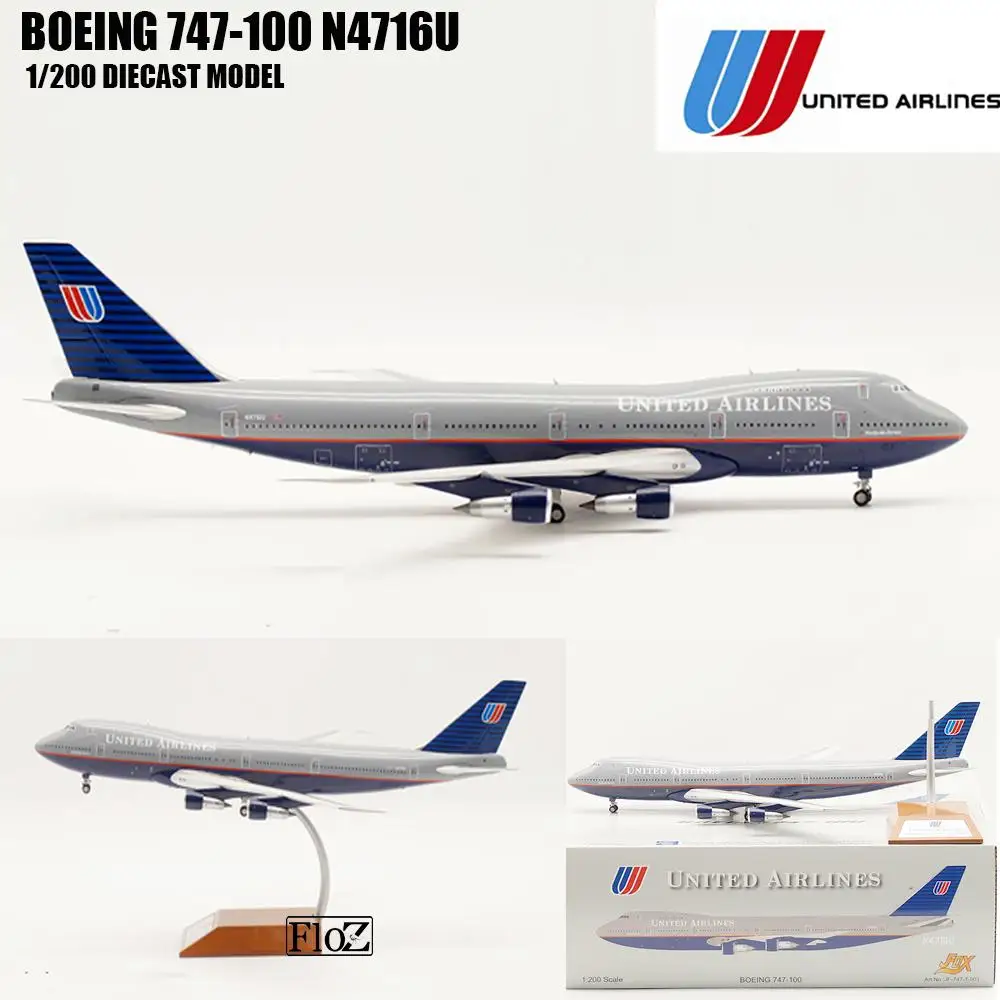 Соединенные авиалинии BOEING 747-100 N4716U 1/200 литья под давлением модель самолета JFOX