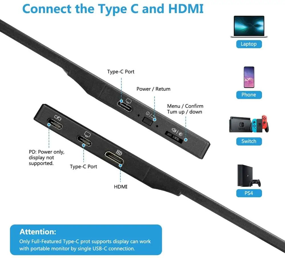 NETUM Портативный монитор с сенсорным экраном 15 6 дюймов USB C игровые мониторы IPS HDR
