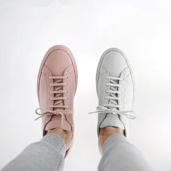 

2020 Genuine Leather White Casual Shoes Women Designer Sneakers Lace Up Platform Basic Shoes Men Woman Tennis Shoes Big Size