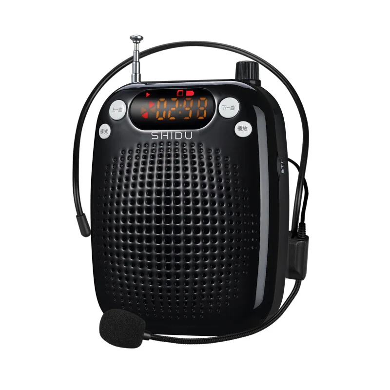 Black 10 Вт голосовой Усилитель портативный мини проводной микрофон Музыка FM Конференц-зал поет для учителя гид Йога динамик - Цвет: Black