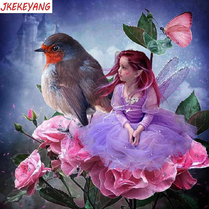 5D DIY квадратная/круглая алмазная живопись Elf and птица и Крест стич Алмазная