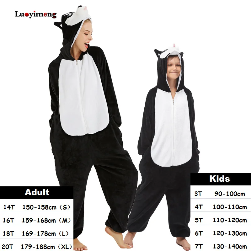 Kids Kigurumi Onesie Adults Animal Overalls Flannel Panda Rabbit Pajamas Winter Boys Sleepwear Girls Kigurumi Pijama Unicornio
