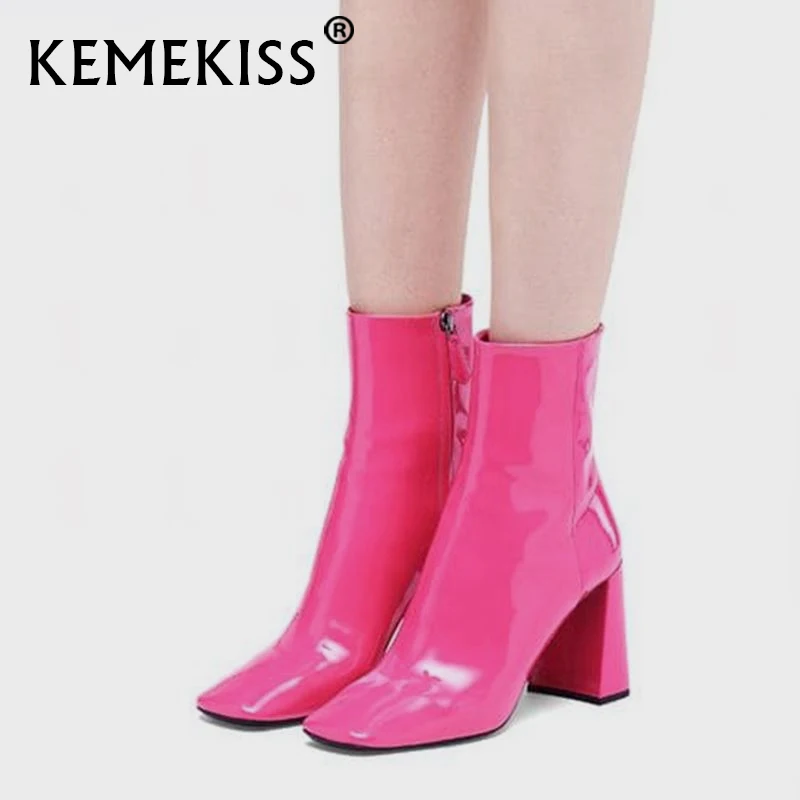 Женские стильные ботинки KemeKiss пикантная обувь на толстом каблуке женская зимняя