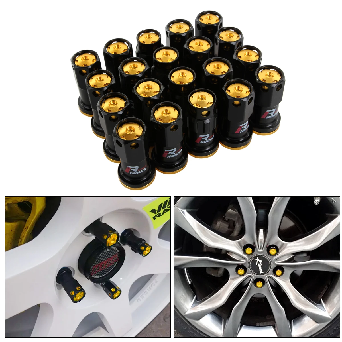 M12x1.5 R40 стильные стальные Гоночные Колесные гайки M12x1.25 гоночные композитные стопорные гайки с защитным ключом, колесные замки, адаптер