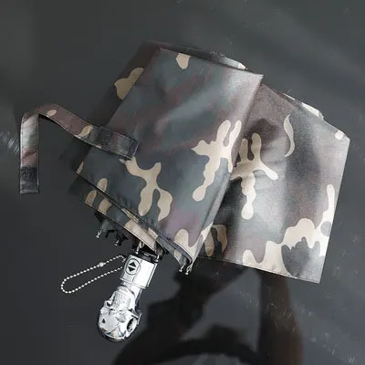 dark Camouflage Зонт для девочки Винтажный Камуфляжный полностью автоматический зонт в стиле панк с черепом, высокое качество, ветростойкий портативный складной подарок для мужчин и девочек - Цвет: dark Camouflage