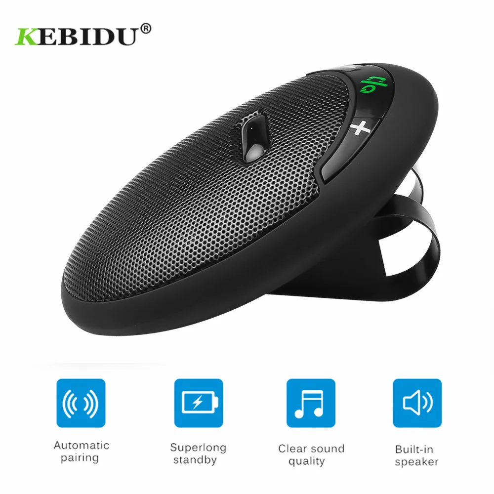 

KEBIDU Handsfree Bluetooth Car Kit Bluetooth V5.0 Receiver Sun Visor Speaker Auto Wireless Speakerphone Carkit HandsFree