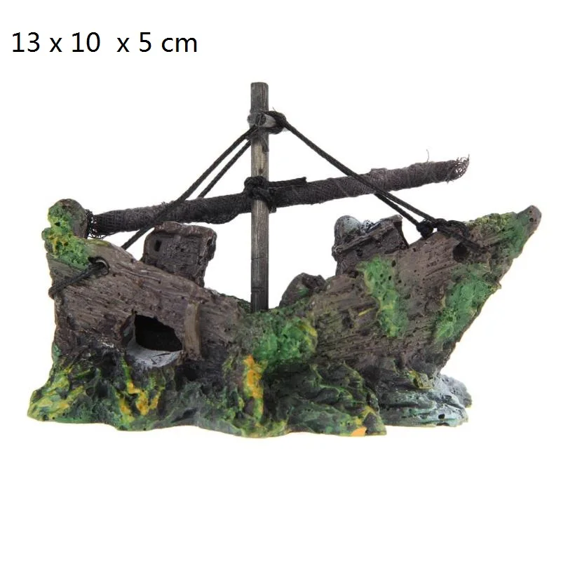 13 x 10 x 5 cm Украшение для аквариума из смолы, затонувший парусник, корабль, разрушитель, украшение для аквариума, аквариумные принадлежности, украшение для дома - Цвет: 13 x 10 x 5 cm