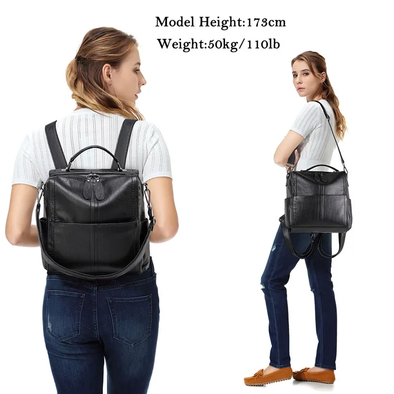VASCHY Backpack Purse for Women Fashion Square Mini Small Convetible PU Leather Backpack Shoulder Bag for Ladies Teen Girls