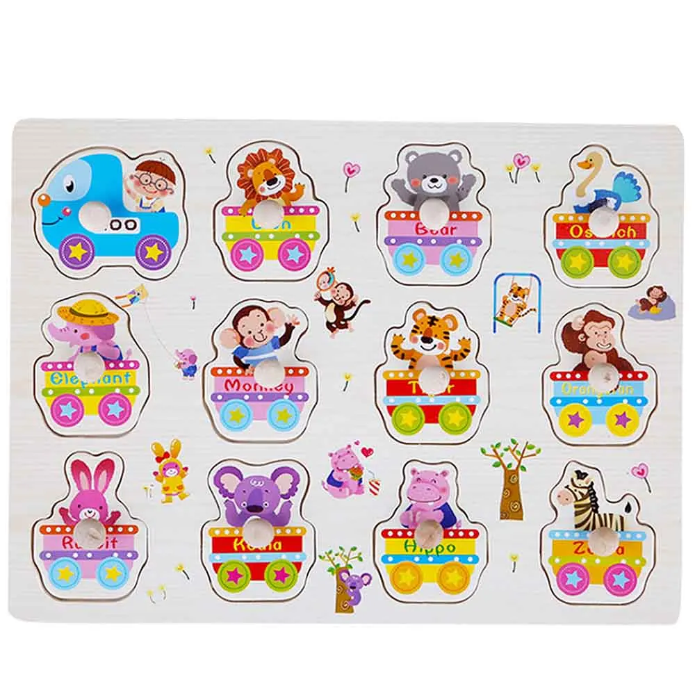 Grab Board Детские деревянные игрушки мультфильм пазл игрушки деревянные для ногтей ручной захват доска детские строительные головоломки игрушки Новые - Цвет: AF
