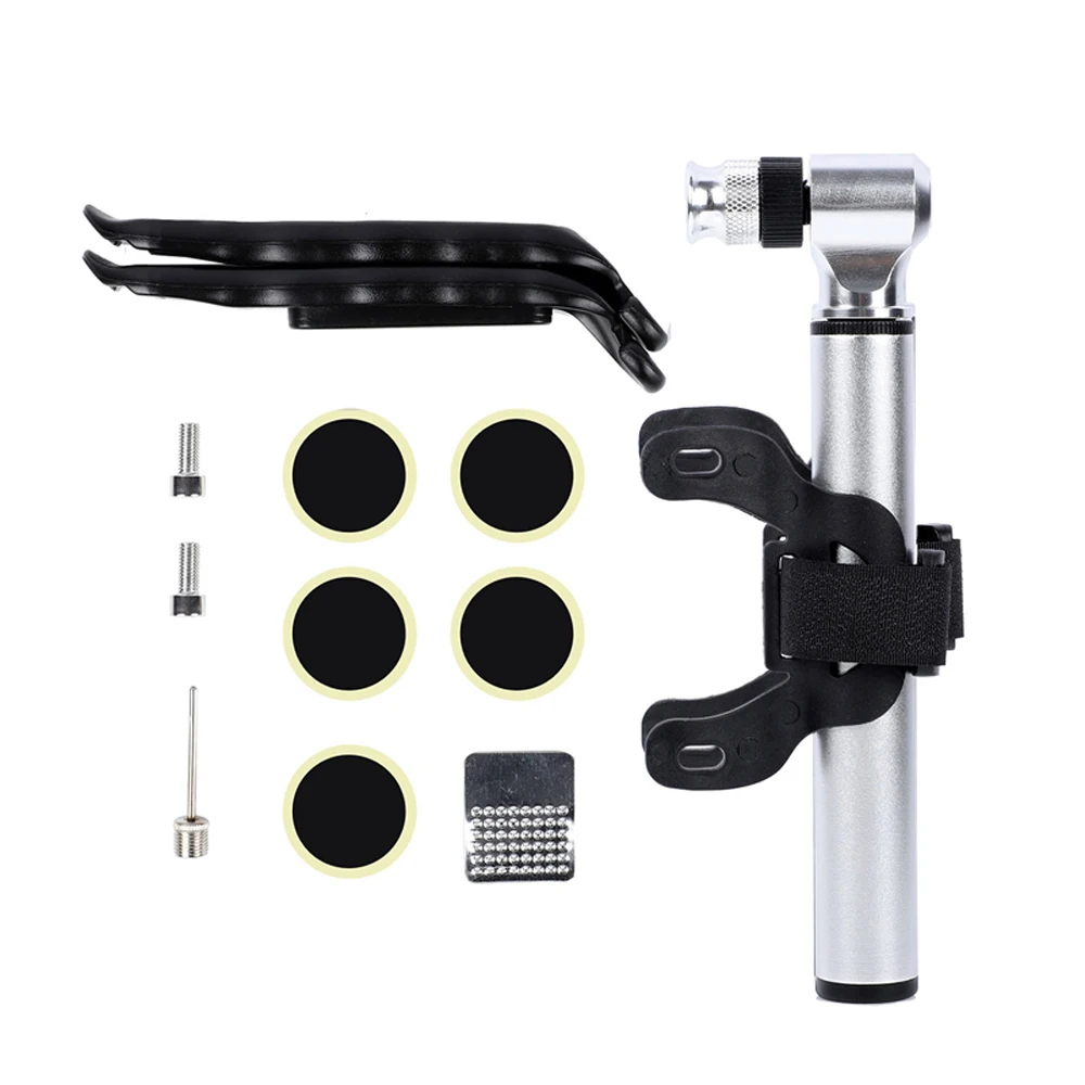 

160PSI / 11Bar Mini Floor Bike Pump Tire Inflation Securepresta and Schrader Valve-Ball Needle Tire Repair Kit Included