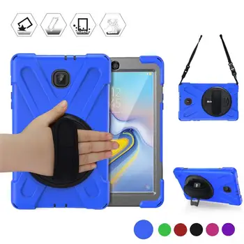 

For Funda Samsung Galaxy Tab A 8.0 2018 T387 Case Handle Hand Shoulder Strap Defender Kids Rugged Protective Cover Case SM-T387