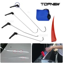 Kit d'outils de débosselage sans peinture, 4 pièces, tiges rotatives, pour éliminer les dommages causés par la grêle, réparation des bosses, voiture, pompe à crochet, cale