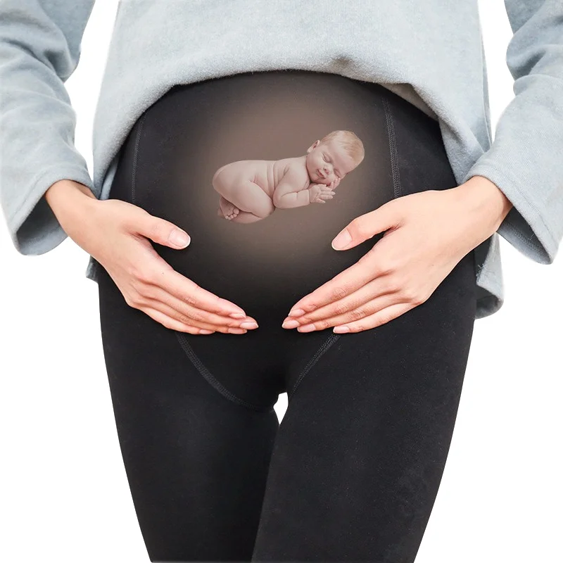 Pregnant Thick Winter Step Foot leggings Maternity Full Length Warm Pants Plus Velvet Solid Slim Leggings For Pregnancy Clothes