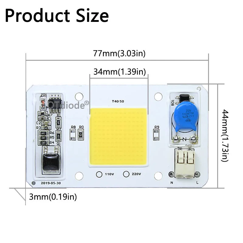 LED 50W COB Bulb Smart IC AC 220V Driver White Warm Cool Full Spectrum Spotlight Floodlight Flip chip lamp tube DIY
