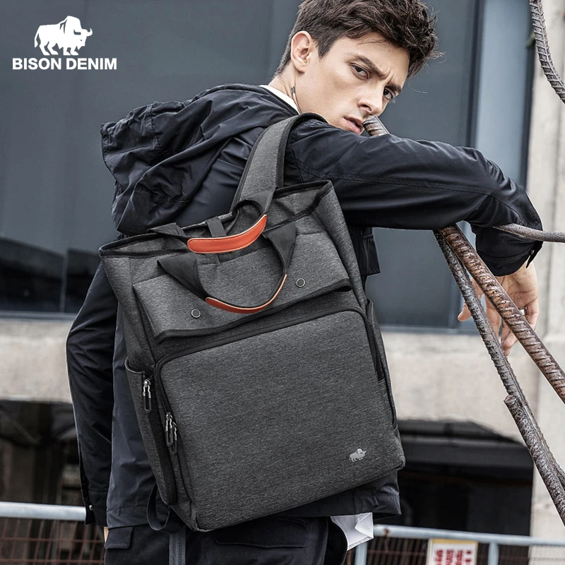 

Bison Denim Large Capacity Travel Backpacks Men USB Charging 15 inch Laptop Bag Male Schoolbag Bagpack Mochila