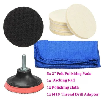 

75mm Felt Polishing Pad Windscreen Scratch Repair Polishing Tools Part Set Kit