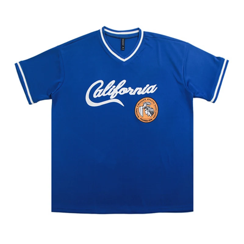 

2020 Summer Men California Printed Oversized Baseball T Shirt 100%Cotton Streetwear Blue Unisex Short Sleeve Couples Top tees