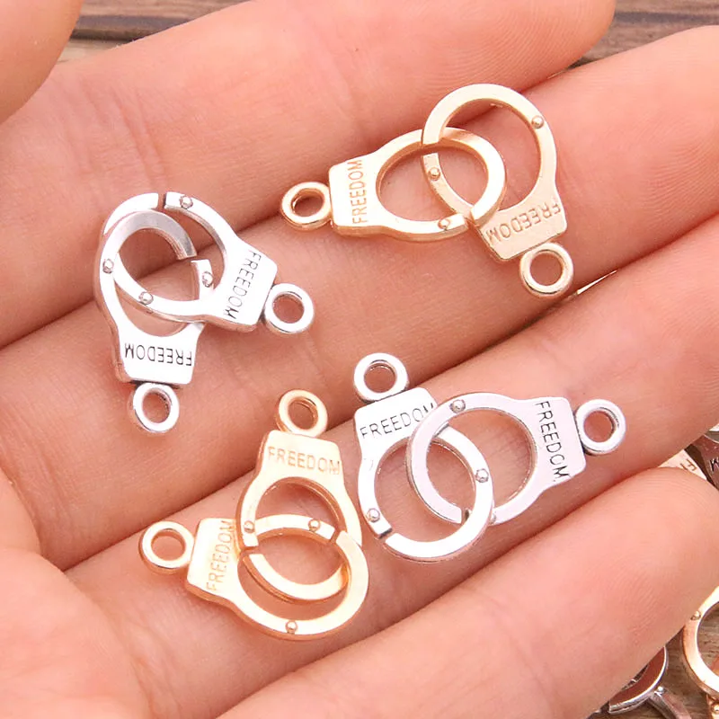Conector de esposas huecas para fabricación de joyas, accesorio Vintage de decoración hecha mano, 2 colores, 20 piezas, novedad de 2021|Amuletos| - AliExpress