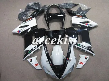 

4Gifts New ABS Motorcycle Full Fairings Kit Fit For Kawasaki Ninja ZX-6R 636 2005 2006 05 06 body set Whitw Black