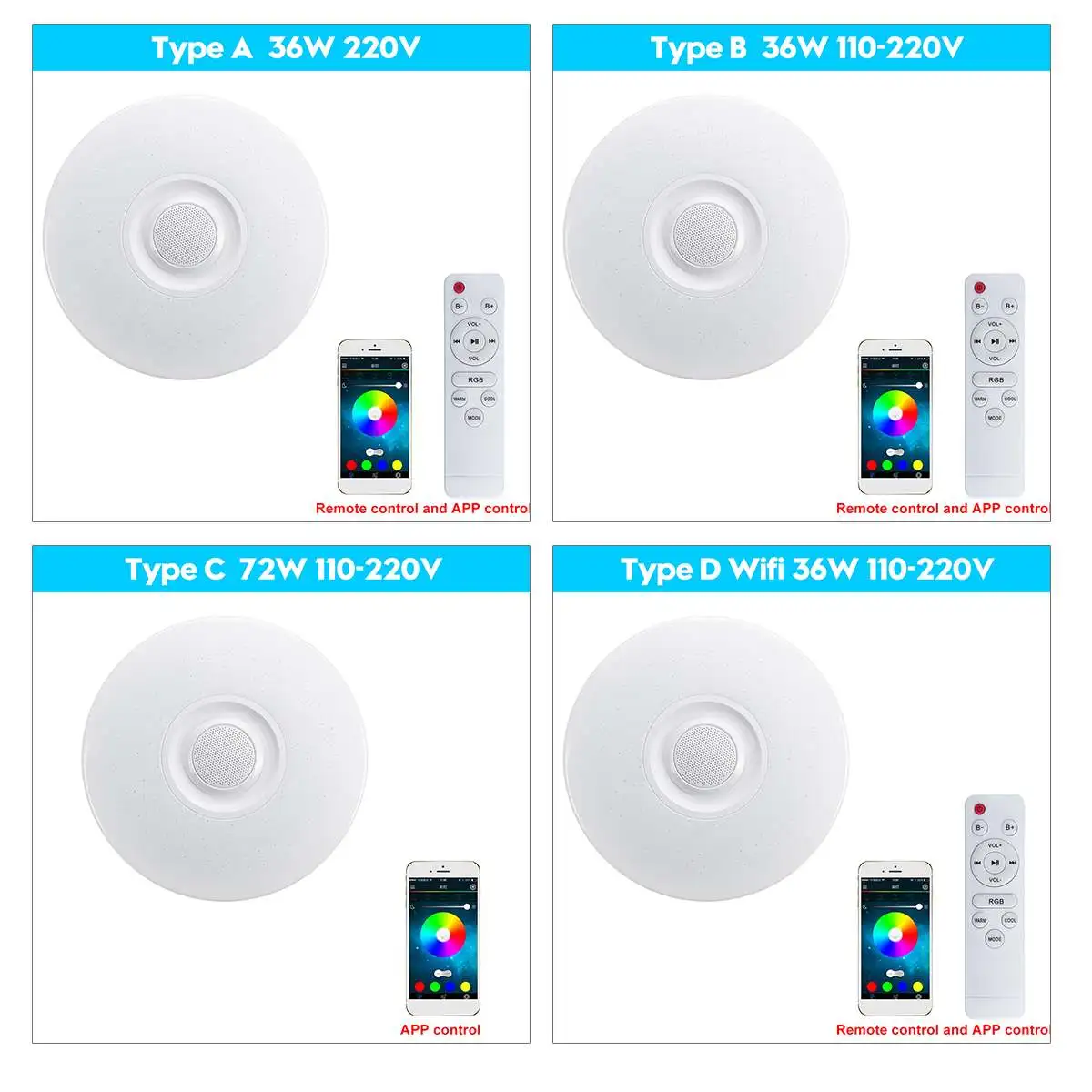 wifi RGB Dimmable Music Ceiling Lights Starry Sky Light Remote&APP Control LED Ceiling Lamp bluetooth Speaker Home Light Fixture