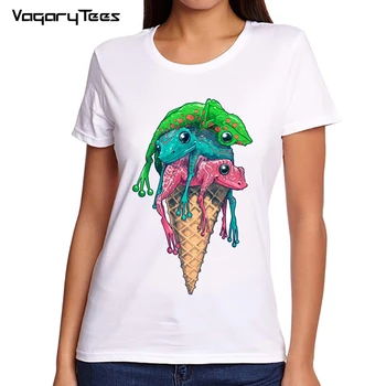 

Frog Ice cream trip funny t-shirt Women new white casual homme Tshirt cool hipster unisex streetwear t shirt