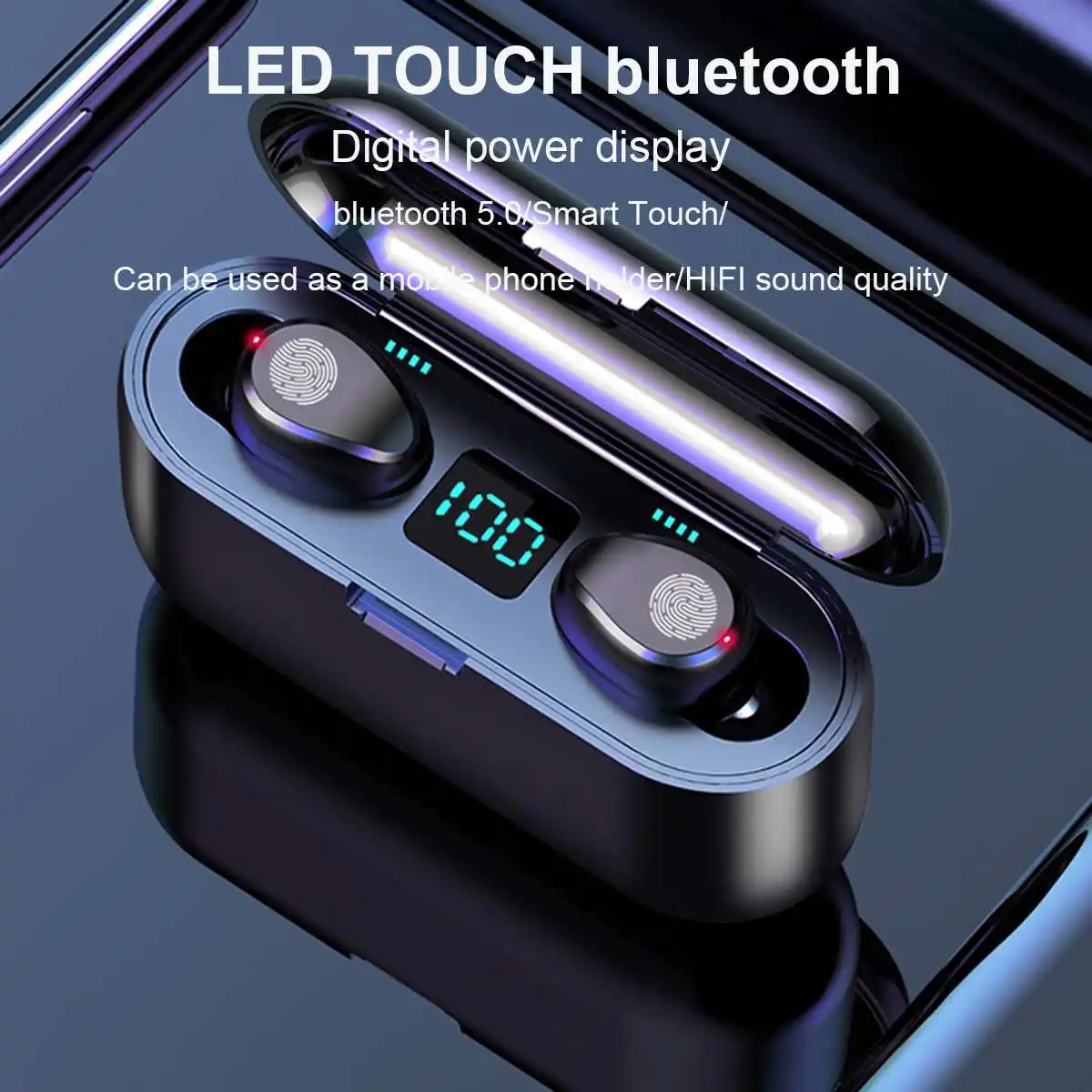 F9 bluetooth 5,0 TWS беспроводные наушники светодиодный дисплей переносной водонепроницаемый стерео Спорт бинауральные Earbus с 2000 мАч банк